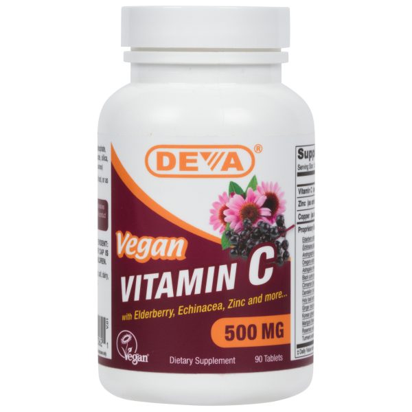 Deva Vegan Vitamin C - 500mg (with Elderberry, Echinacea & Zinc)